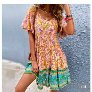 Swingy Prairie Dress by Yobery - Multi-color - size large